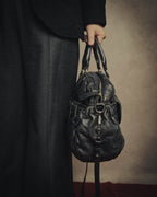 -SPECIAL- "MIU MIU" 00's-10's Glossy gathered leather handbag