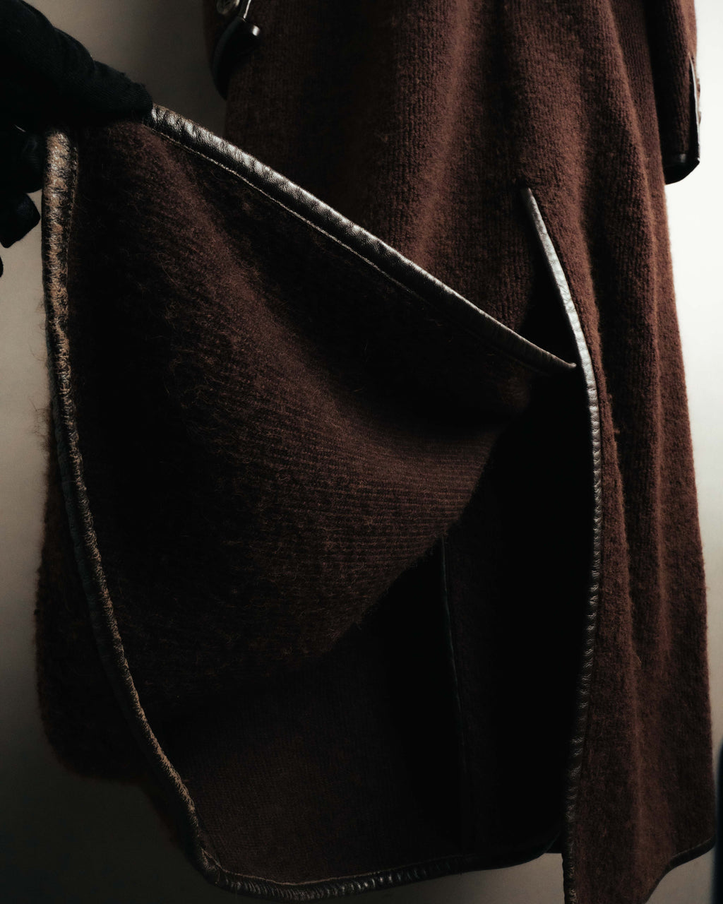 "CELINE" 90's-00's Leather-trimmed full-length coat