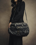 -SPECIAL- "MIU MIU" 00's-10's Glossy gathered leather handbag