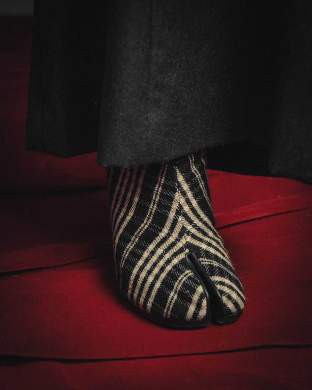 -SPECIAL- "Maison Margiela"2015's Tabi striped fabric ankle boots