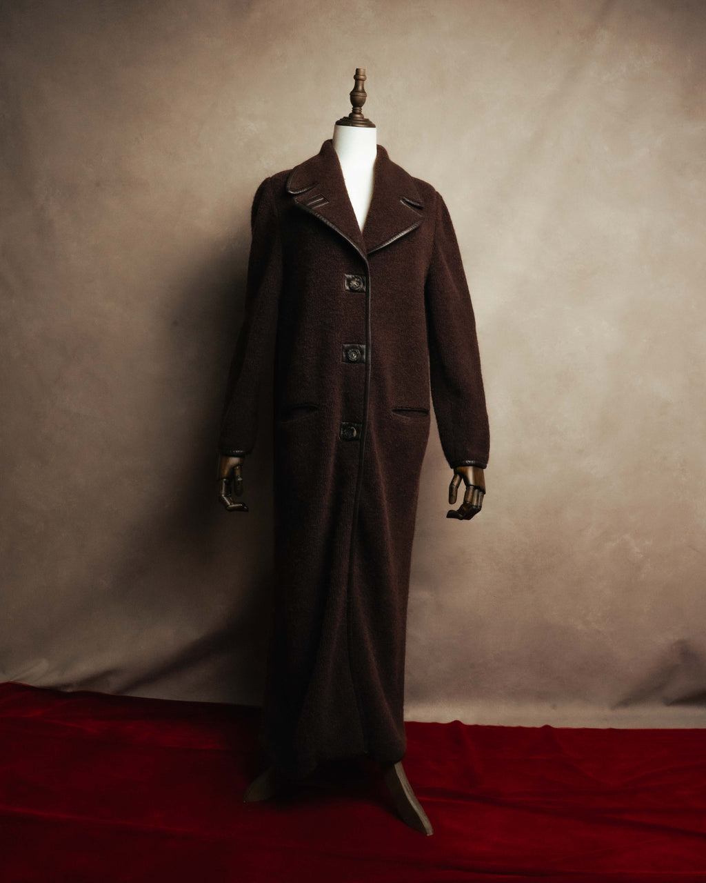 "CELINE" 90's-00's Leather-trimmed full-length coat