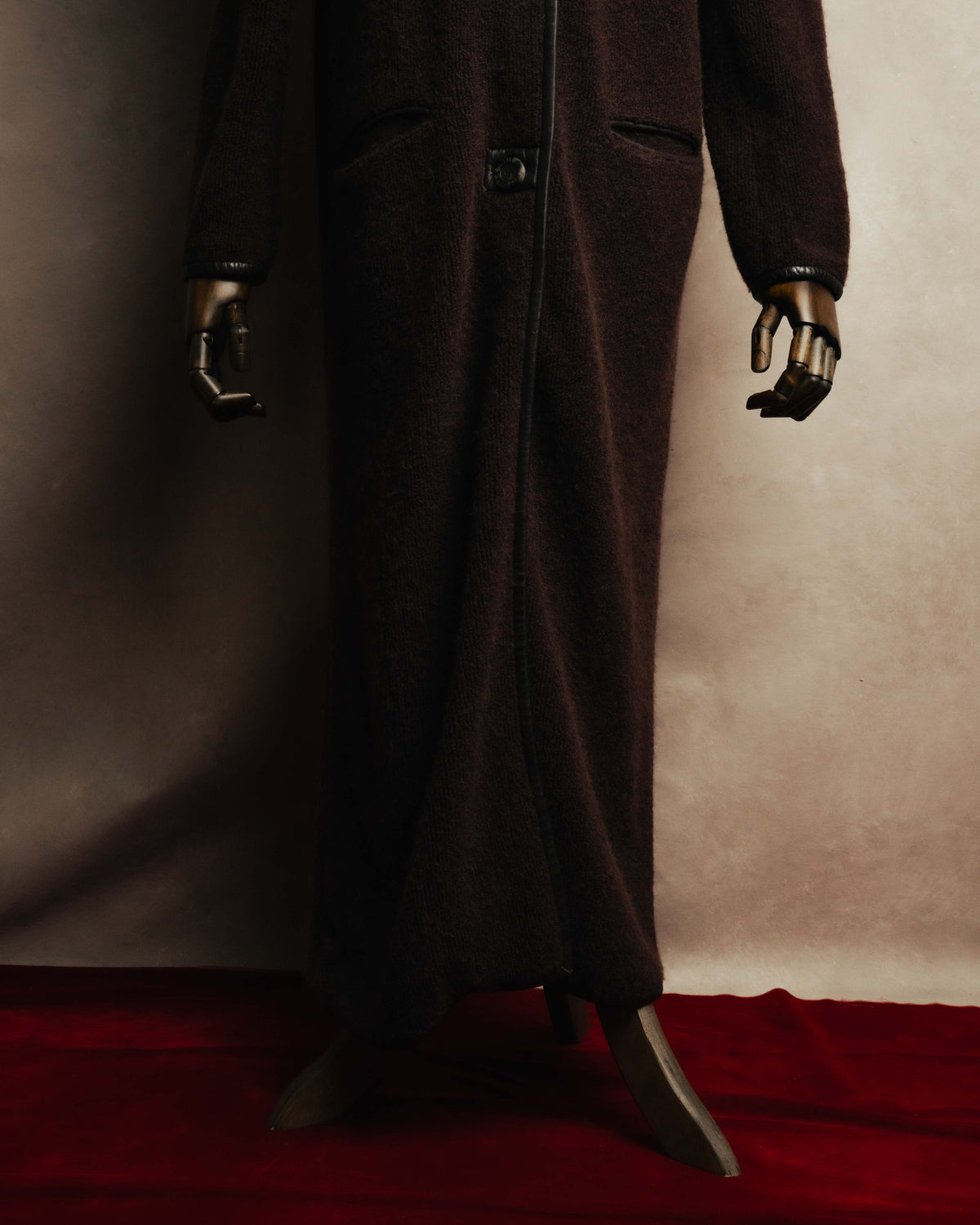 "CELINE" 90's-00's Leather-trimmed full-length coat