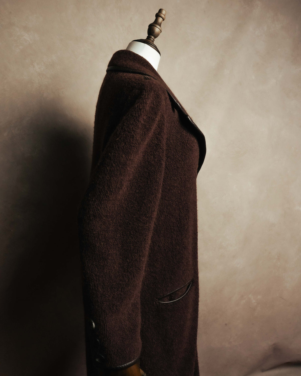 "CELINE" 90's-00's Leather-trimmed full-length coat
