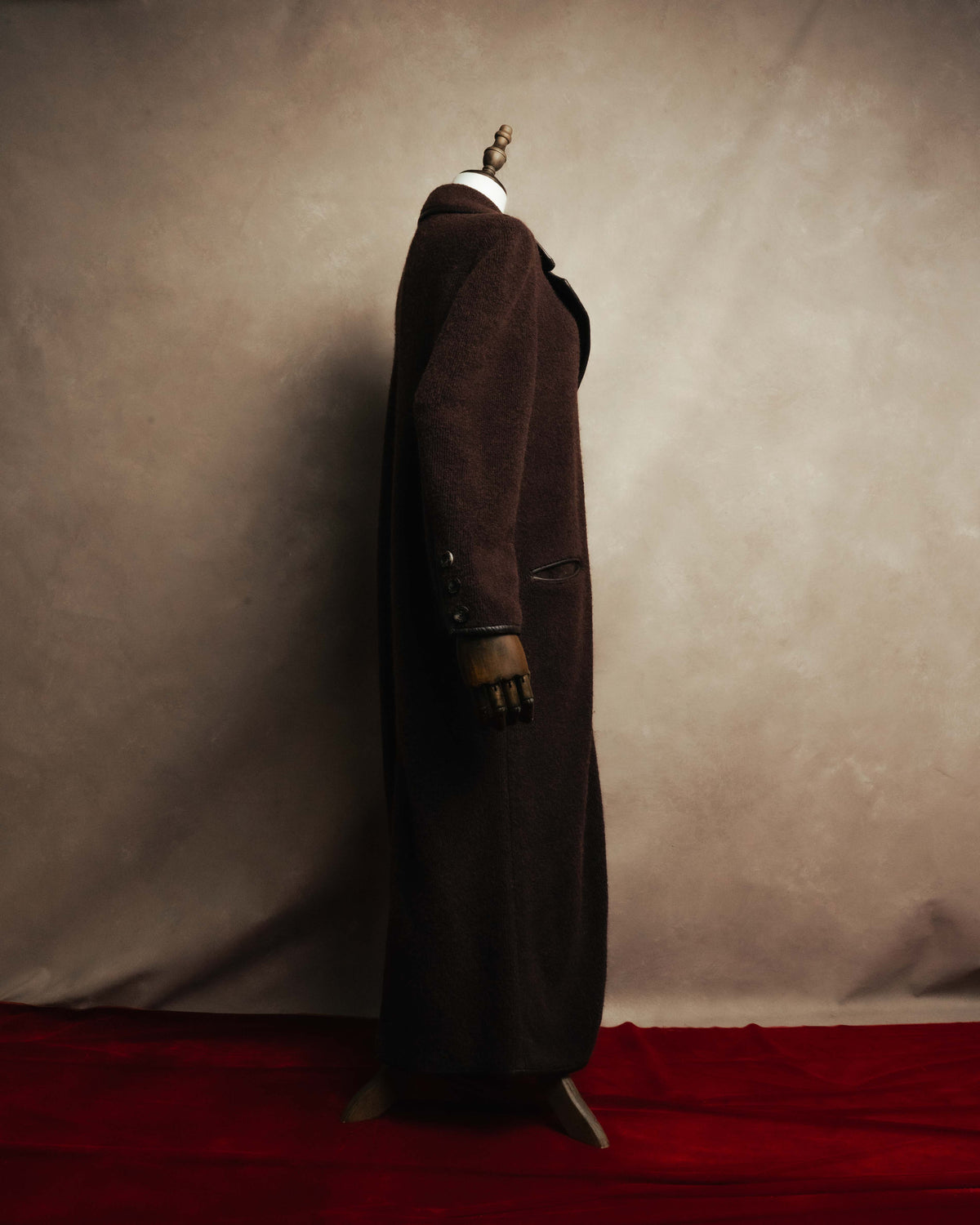 "CELINE" 90's-00's Leather-trimmed full-length coat