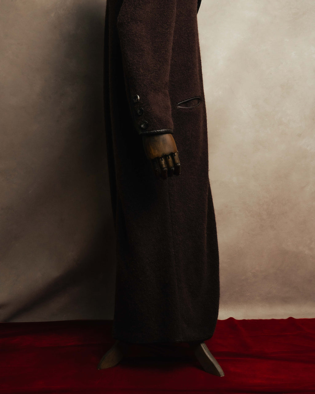 "CELINE" 90's-00's Leather-trimmed full-length coat
