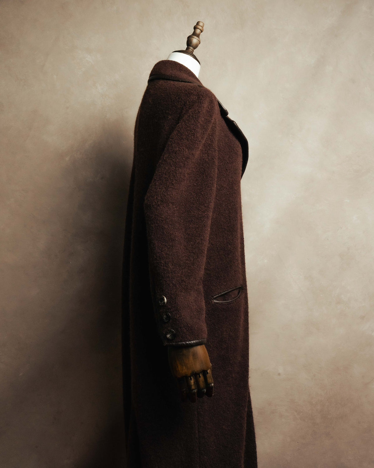 "CELINE" 90's-00's Leather-trimmed full-length coat
