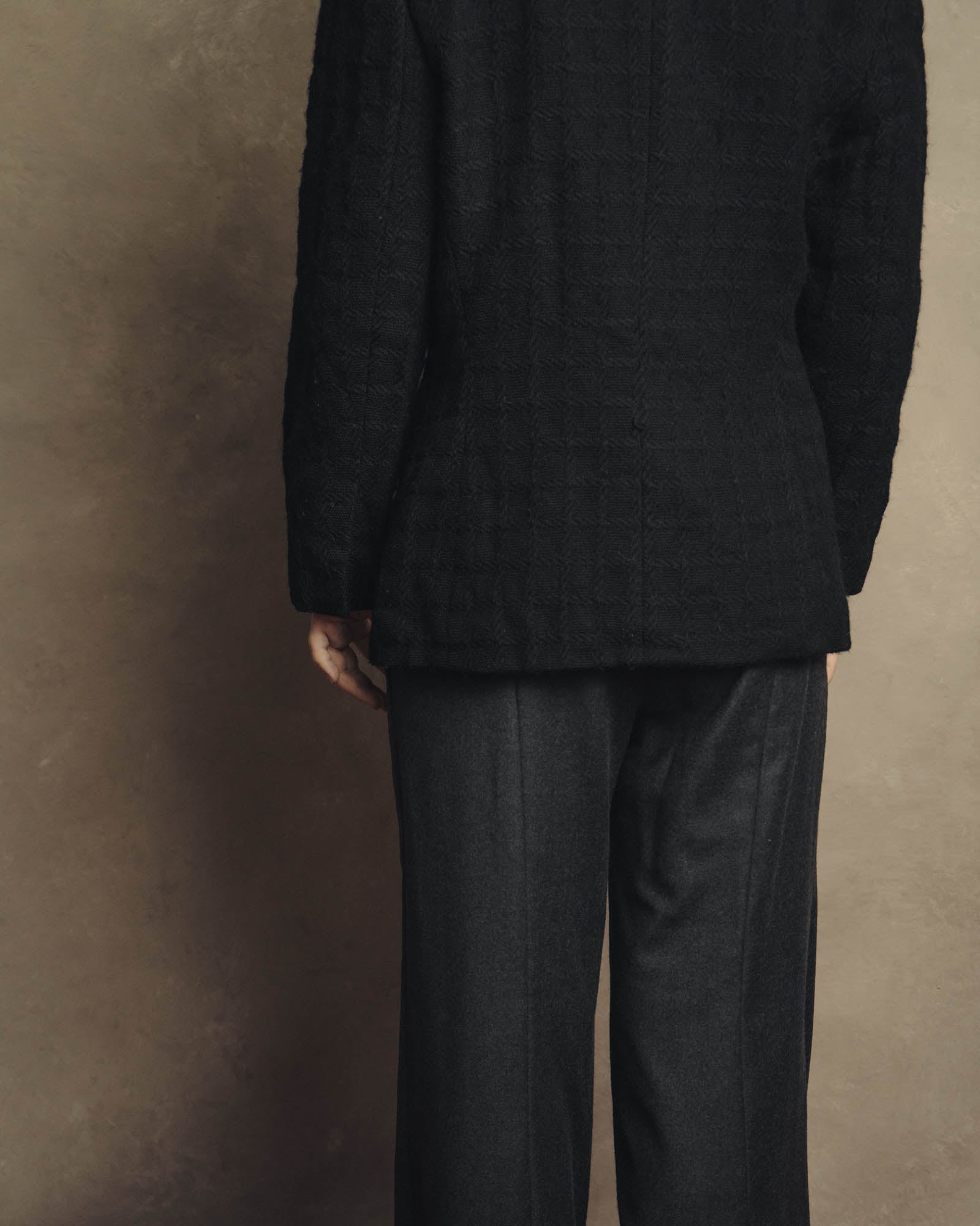 -SPECIAL- "Christian Dior" 80's-90's Textured collarless wool jacket