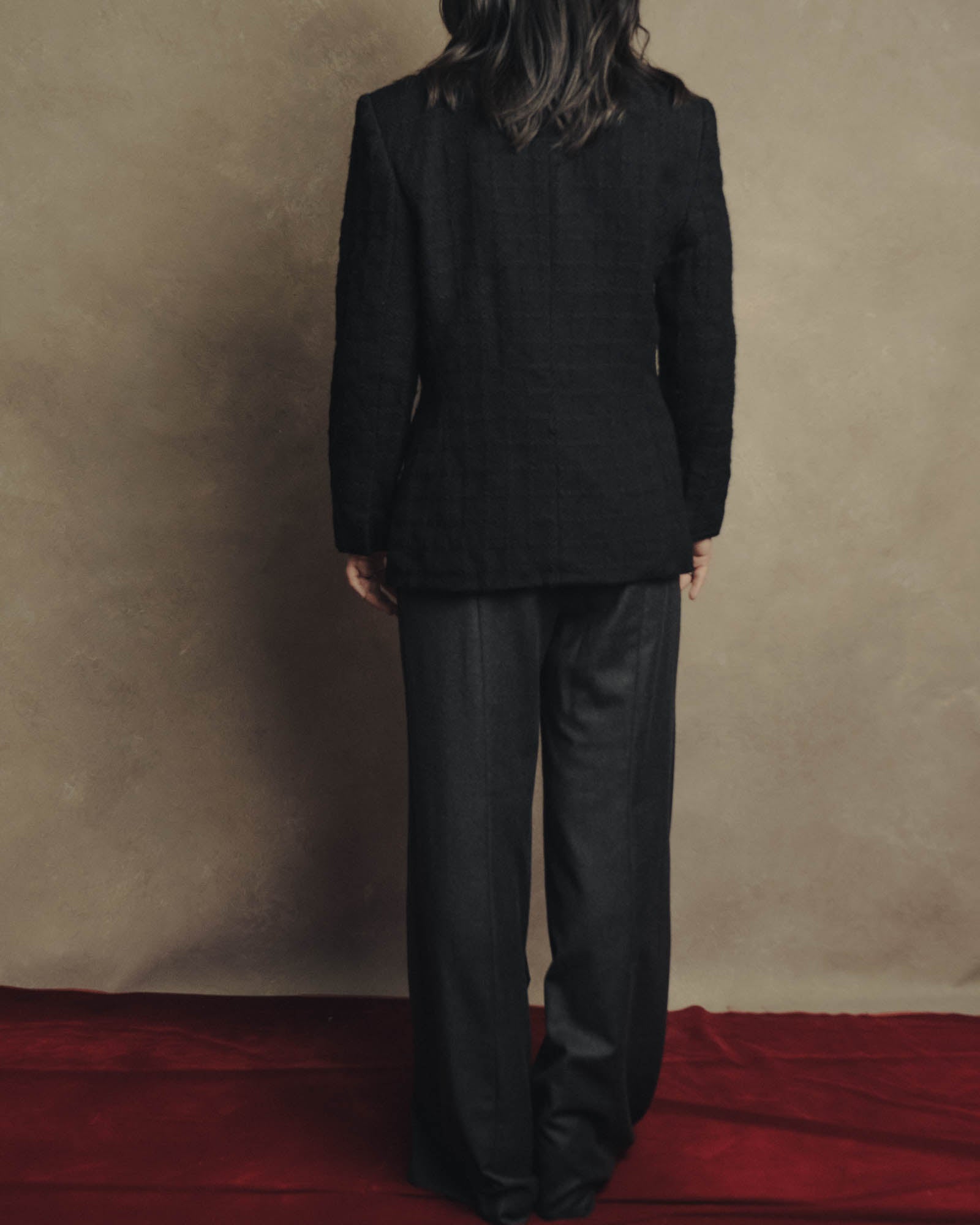 -SPECIAL- "Christian Dior" 80's-90's Textured collarless wool jacket