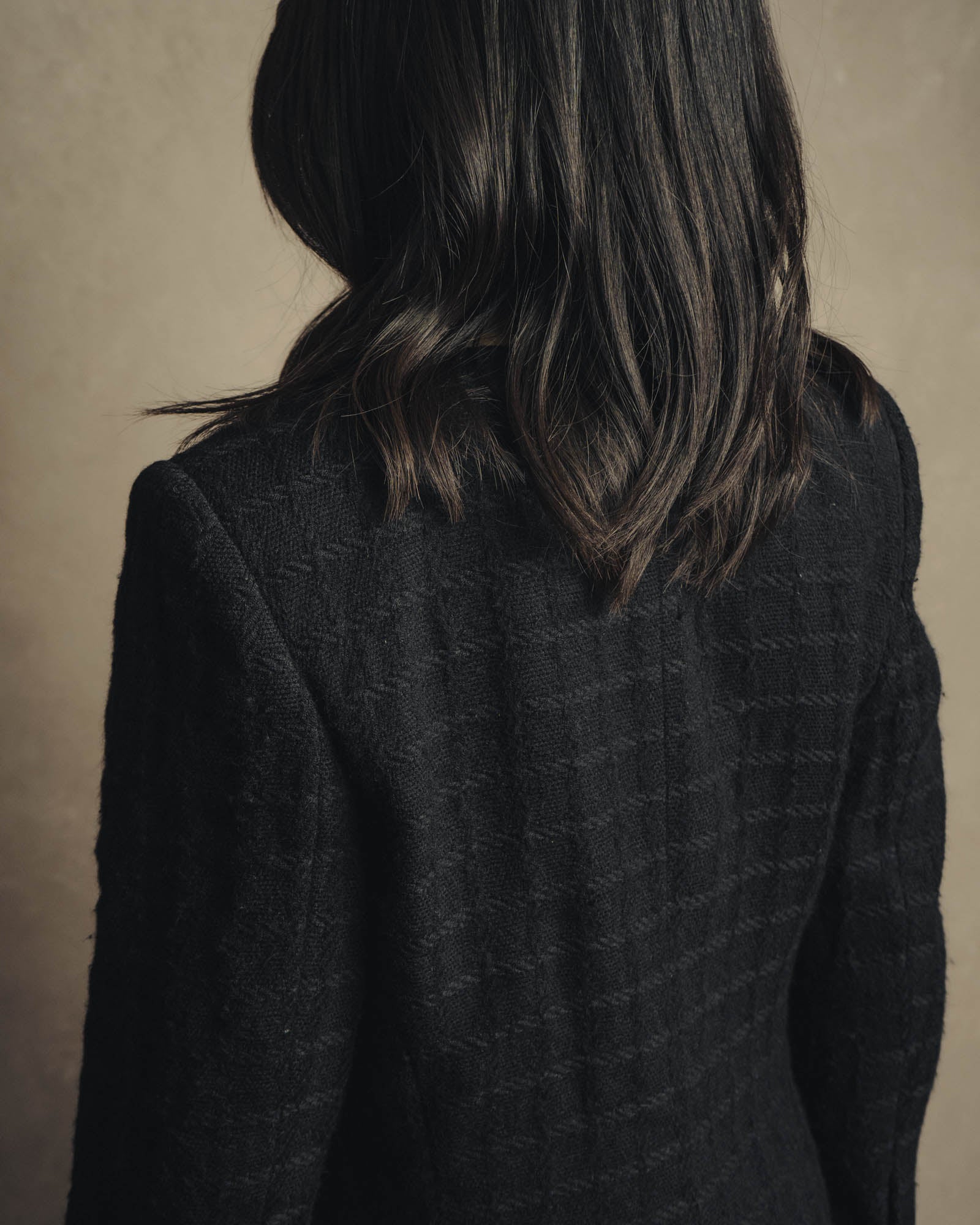 -SPECIAL- "Christian Dior" 80's-90's Textured collarless wool jacket
