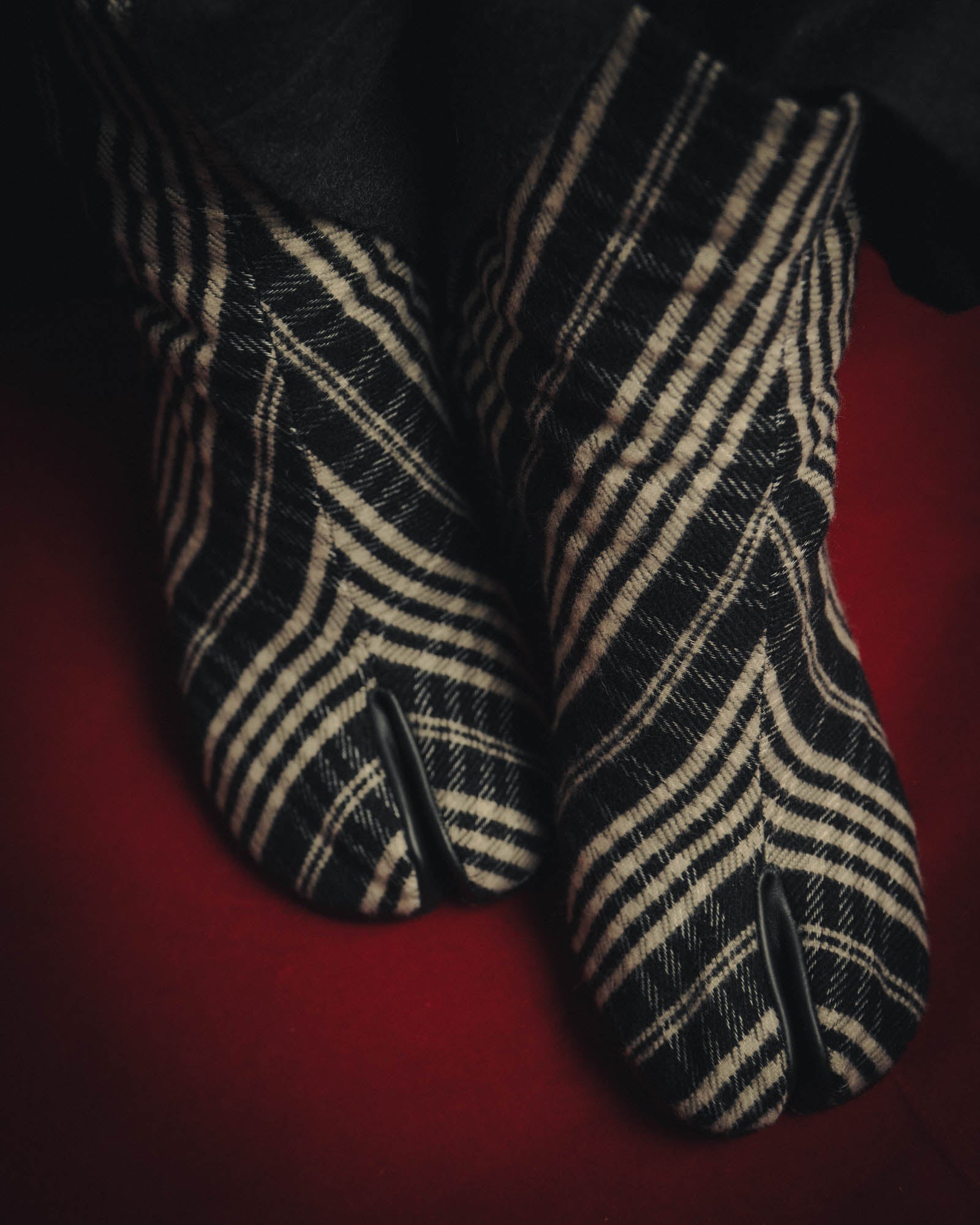 -SPECIAL- "Maison Margiela"2015's Tabi striped fabric ankle boots
