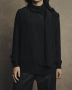 -SPECIAL- "SAINT LAURENT PARIS" 10's Fluid silk scarf-neck blouse
