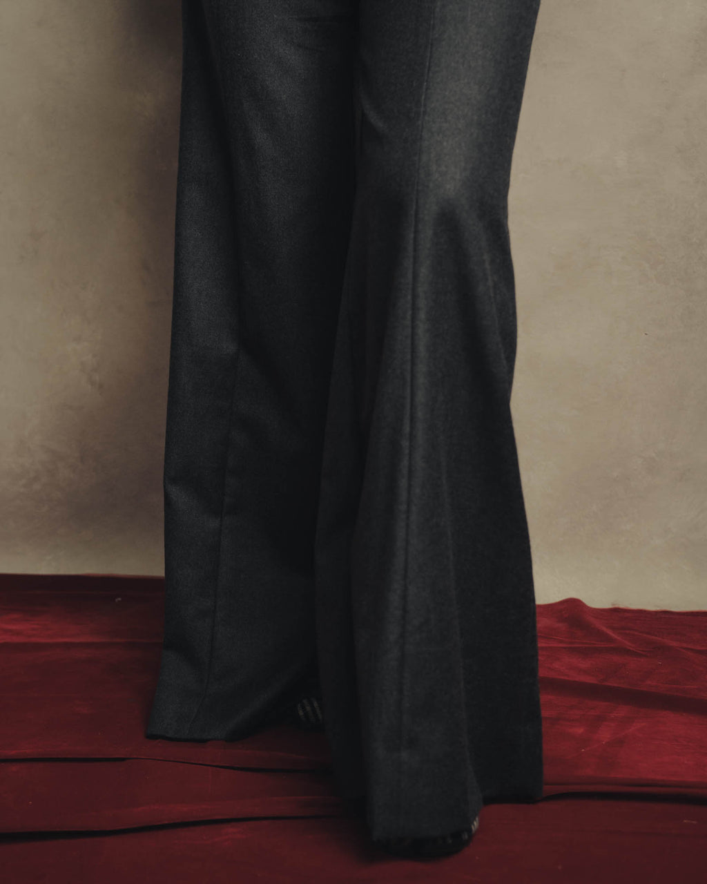 -SPECIAL- "CHANEL" 00's Soft wool cashmere wide leg trousers