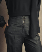 -SPECIAL- "CHANEL" 00's Soft wool cashmere wide leg trousers
