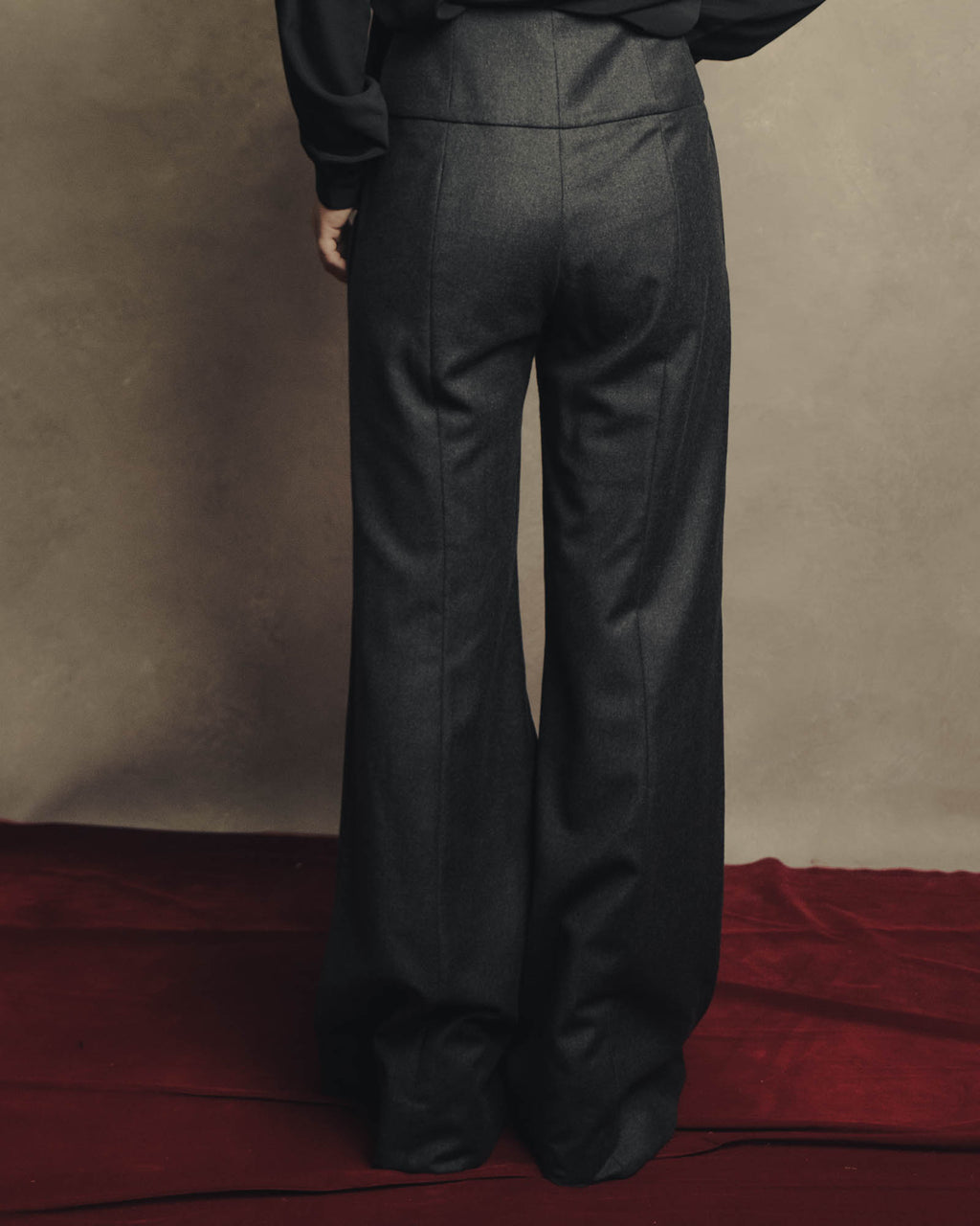 -SPECIAL- "CHANEL" 00's Soft wool cashmere wide leg trousers