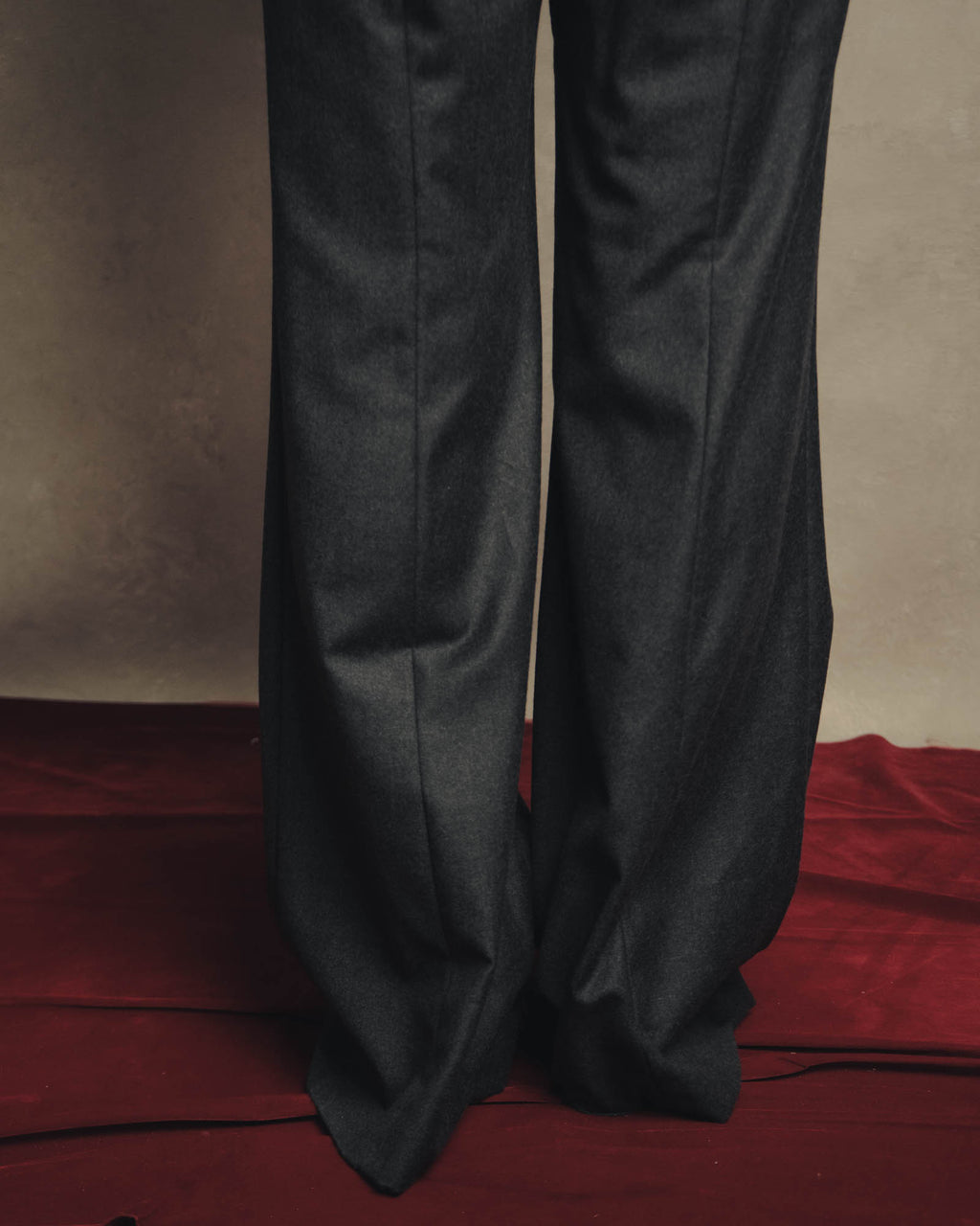 -SPECIAL- "CHANEL" 00's Soft wool cashmere wide leg trousers