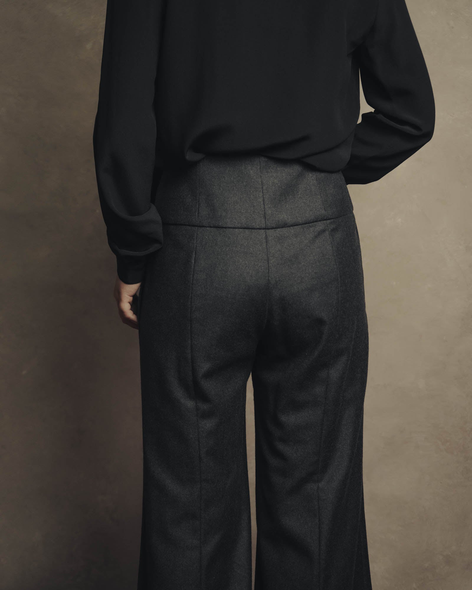 -SPECIAL- "CHANEL" 00's Soft wool cashmere wide leg trousers