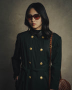 –SPECIAL– "CELINE" 80's Elegant belted double breasted long coat