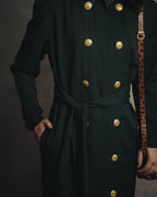 –SPECIAL– "CELINE" 80's Elegant belted double breasted long coat