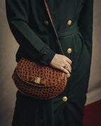 -SPECIAL- "Salvatore Ferragamo" 90's Glossy crocodile pattern shoulder bag