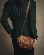 -SPECIAL- "Salvatore Ferragamo" 90's Glossy crocodile pattern shoulder bag