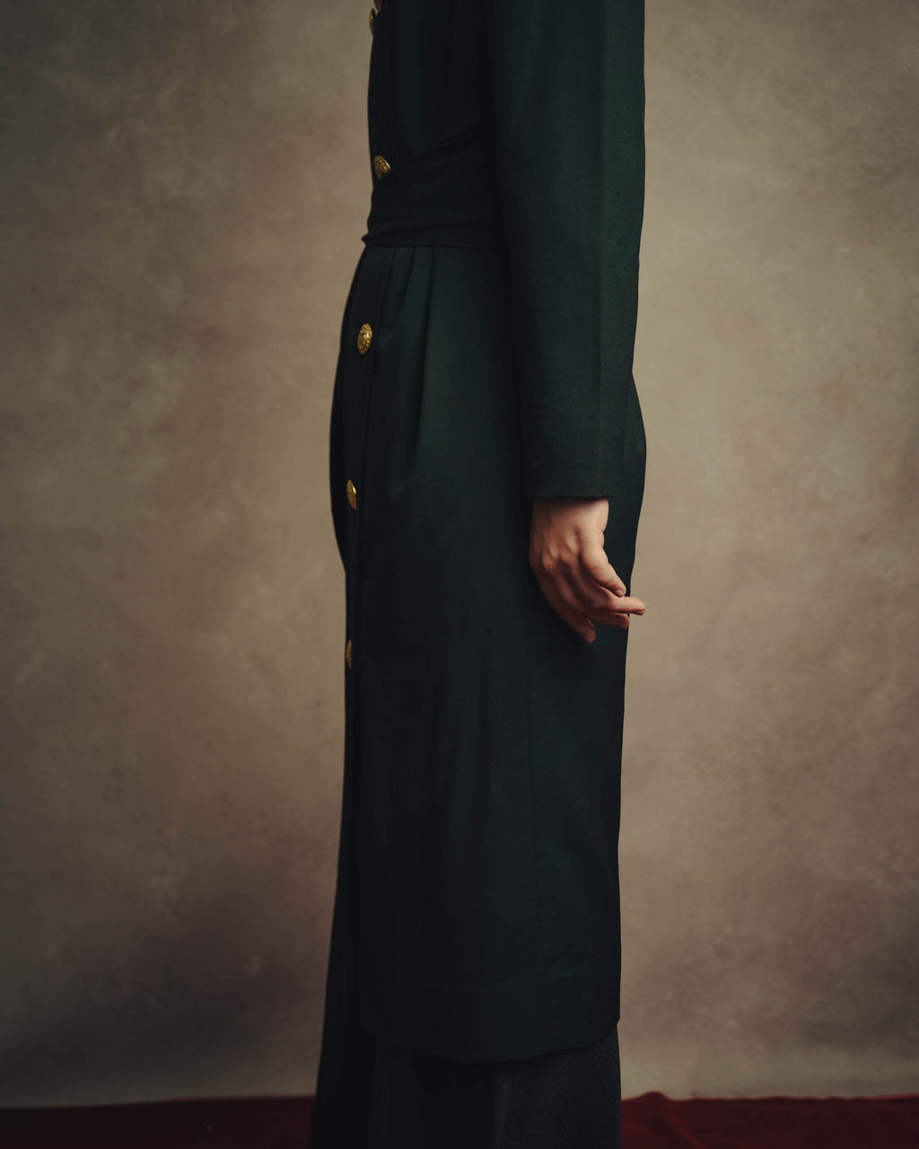–SPECIAL– "CELINE" 80's Elegant belted double breasted long coat