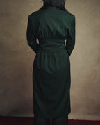 –SPECIAL– "CELINE" 80's Elegant belted double breasted long coat