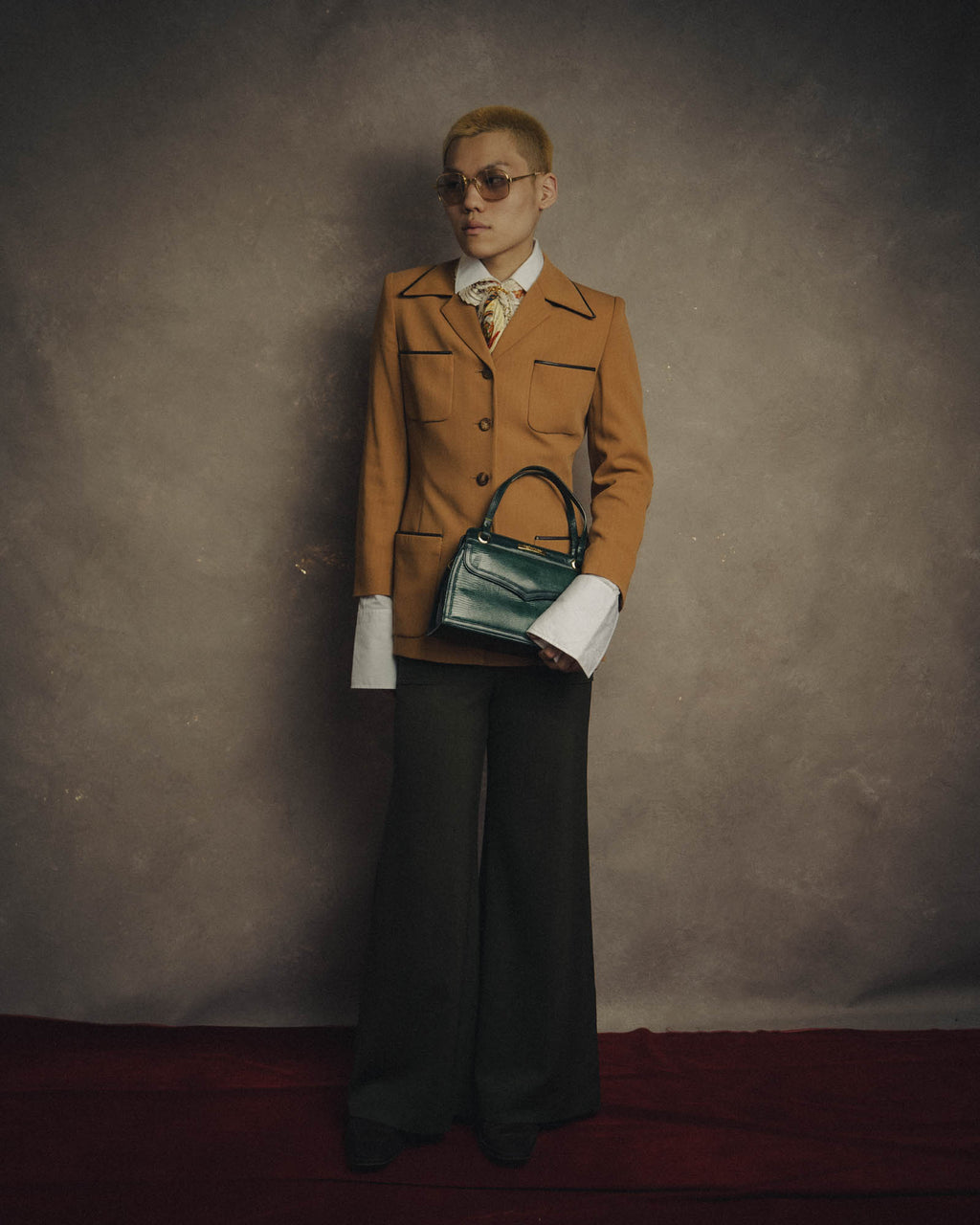 -SPECIAL- "CELINE" 80's-90's Black piped wool tailored jacket
