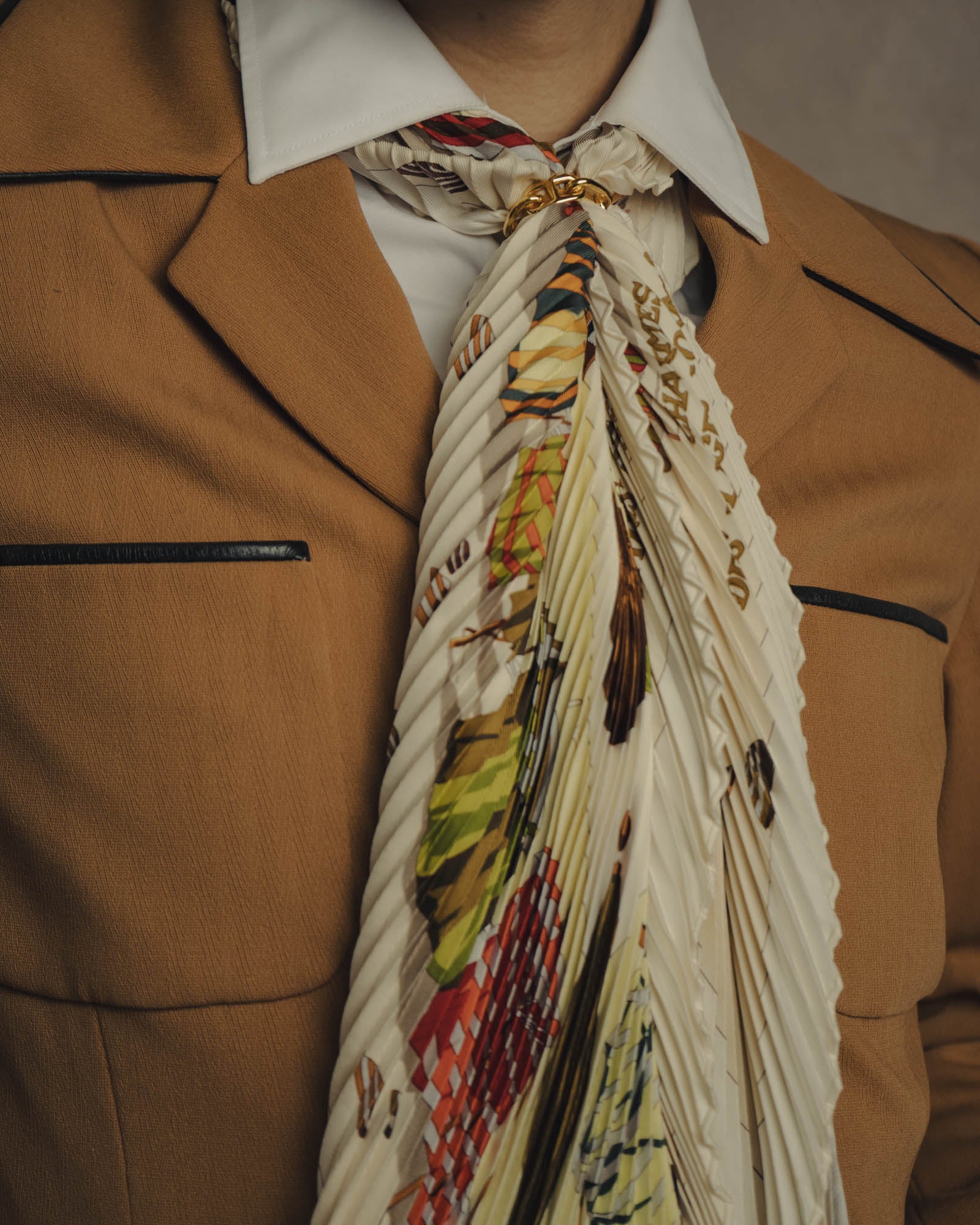 -SPECIAL- "Hermès" 90's-00's Accordion pleated scarf