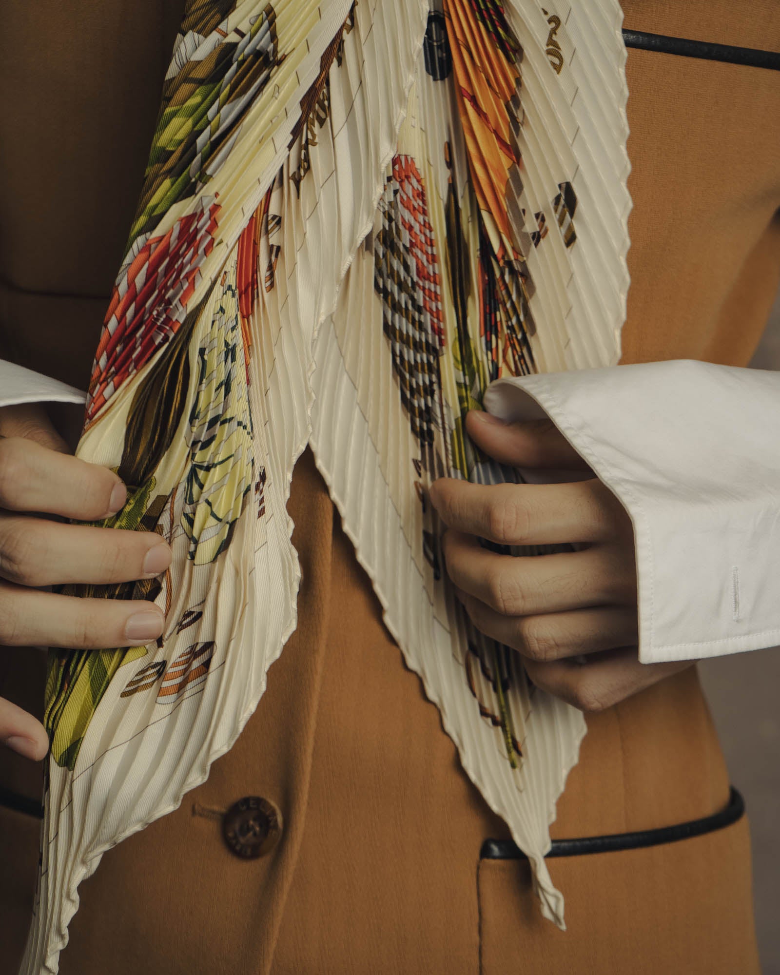 -SPECIAL- "Hermès" 90's-00's Accordion pleated scarf
