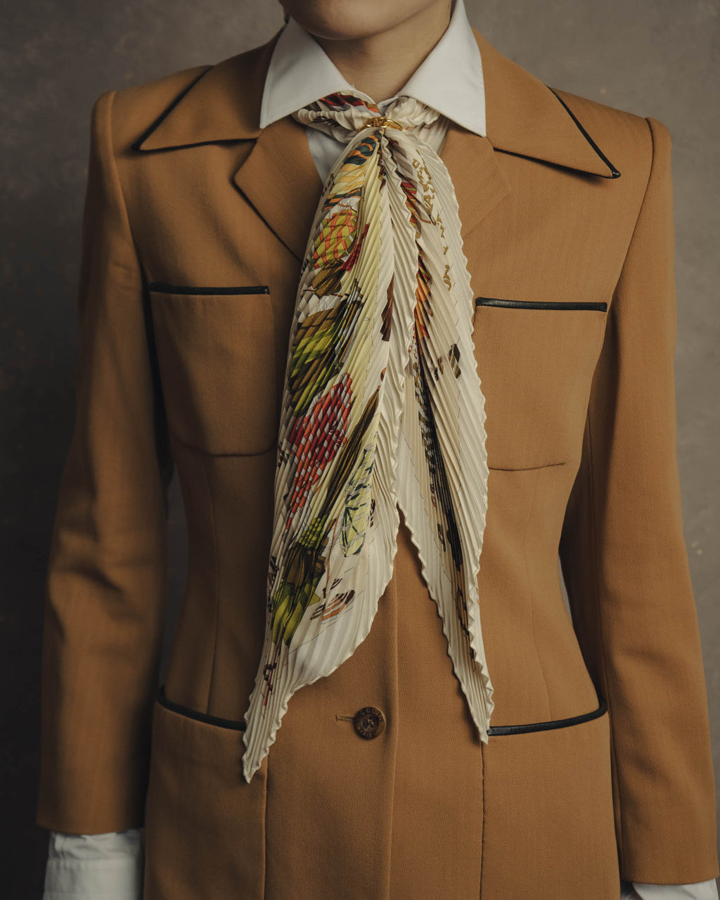 -SPECIAL- "Hermès" 90's-00's Accordion pleated scarf