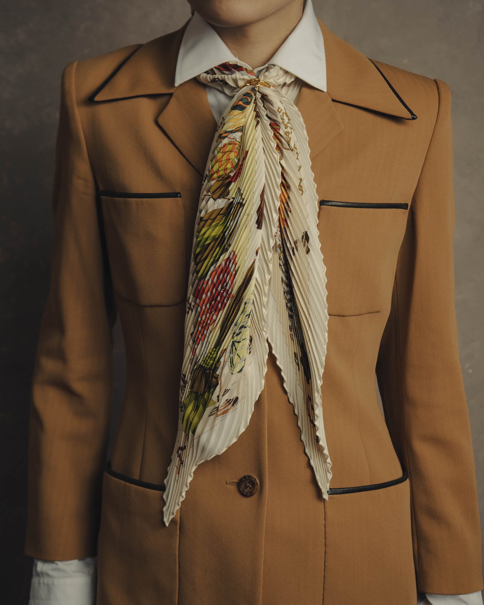 -SPECIAL- "Hermès" 90's-00's Accordion pleated scarf