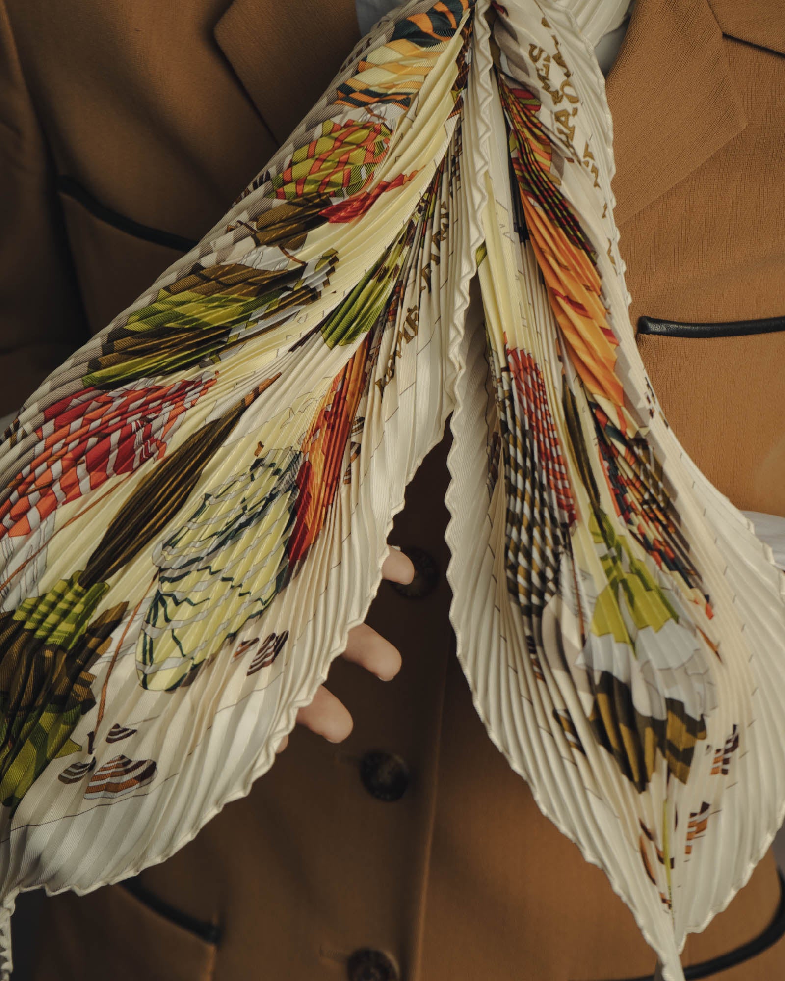 -SPECIAL- "Hermès" 90's-00's Accordion pleated scarf