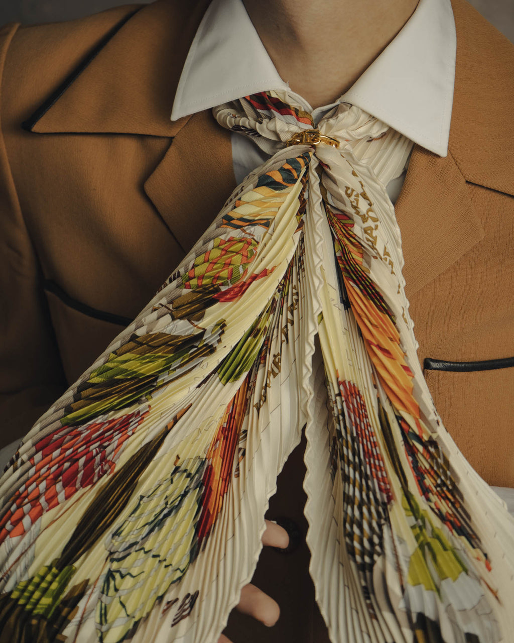 -SPECIAL- "Hermès" 90's-00's Accordion pleated scarf