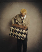 -SPECIAL- "Felisi" Argyle leather trim 2way boston bag