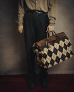 -SPECIAL- "Felisi" Argyle leather trim 2way boston bag