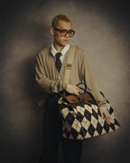 -SPECIAL- "Felisi" Argyle leather trim 2way boston bag