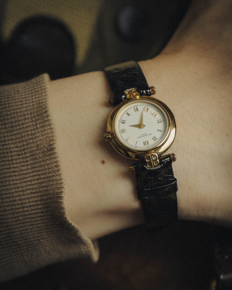 -SPECIAL- "BALENCIAGA" 80's-90's Classic round wristwatch