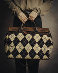 -SPECIAL- "Felisi" Argyle leather trim 2way boston bag