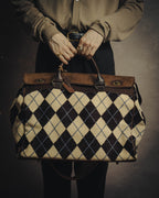 -SPECIAL- "Felisi" Argyle leather trim 2way boston bag