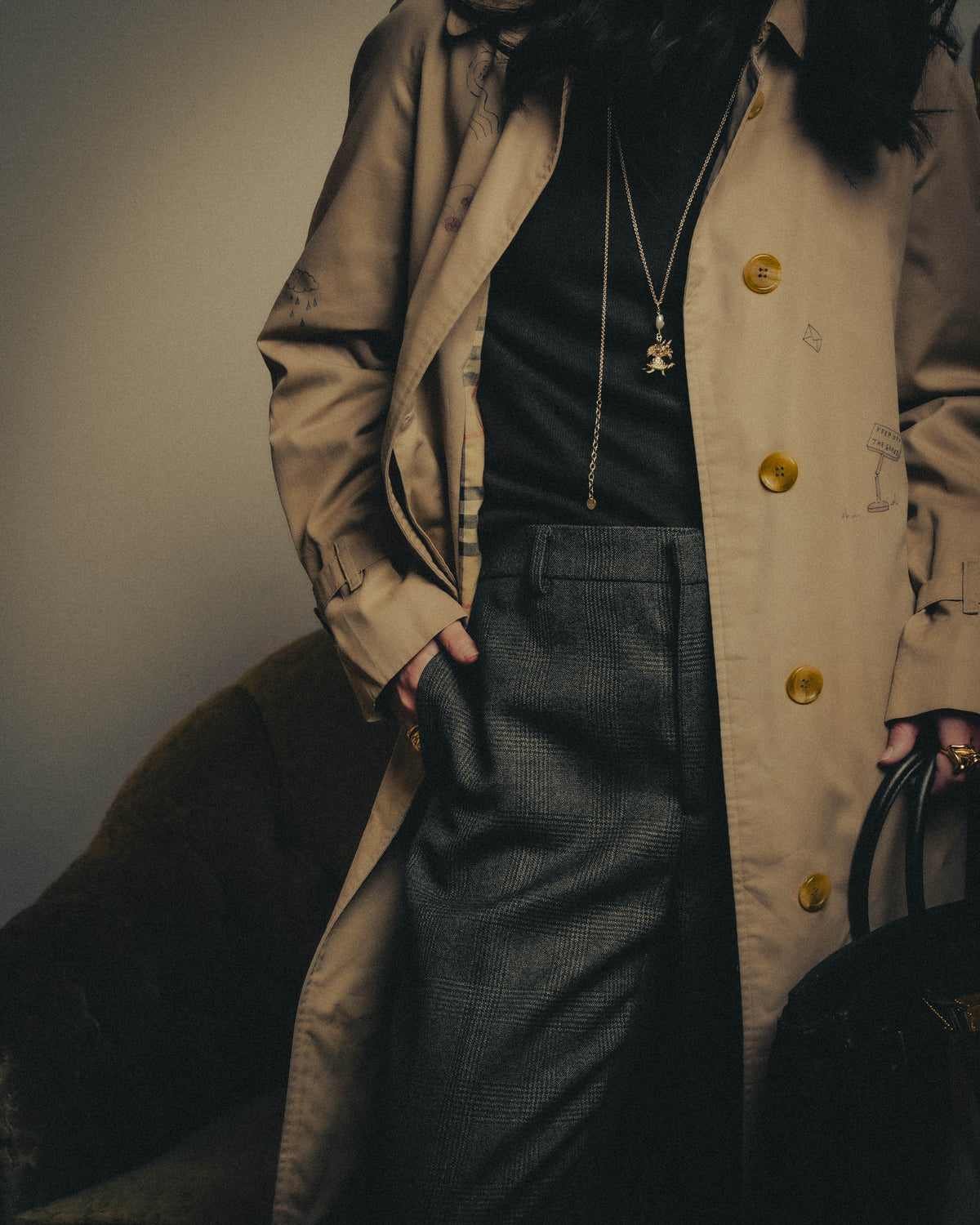 -SPECIAL- "Burberrys" 80's-90's Hand painted trench coat