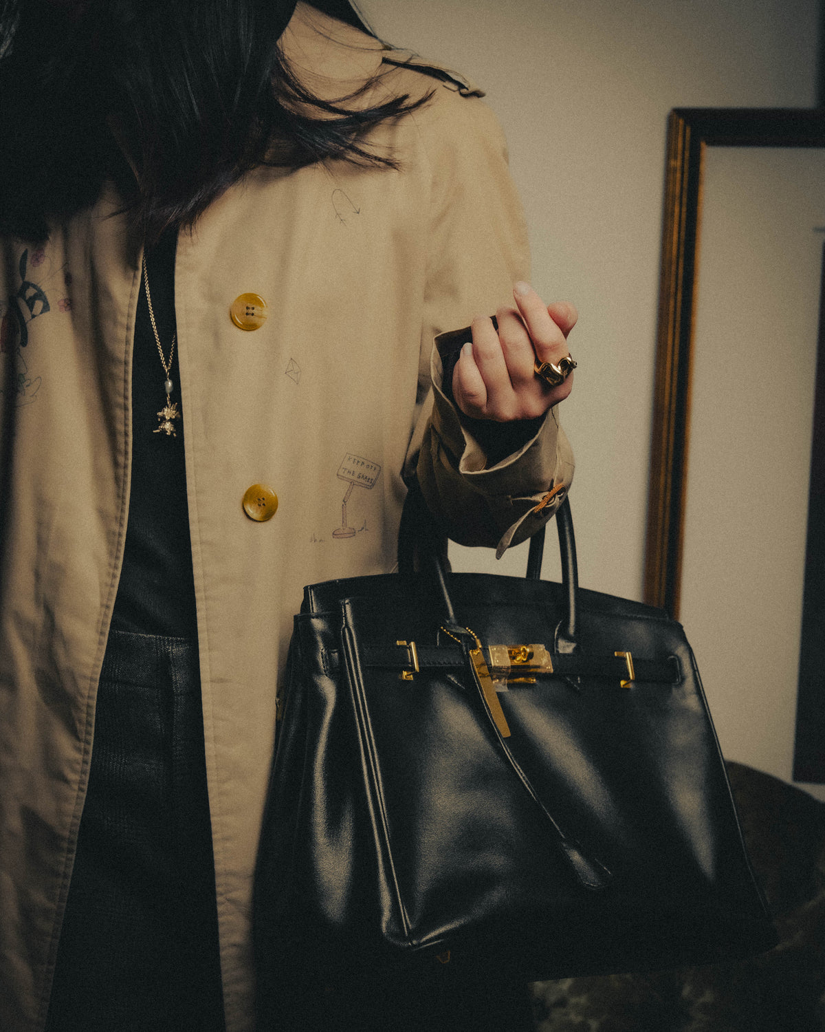 -SPECIAL- “Pierre Cardin” 90’s-00’s Belted flap leather top handle bag