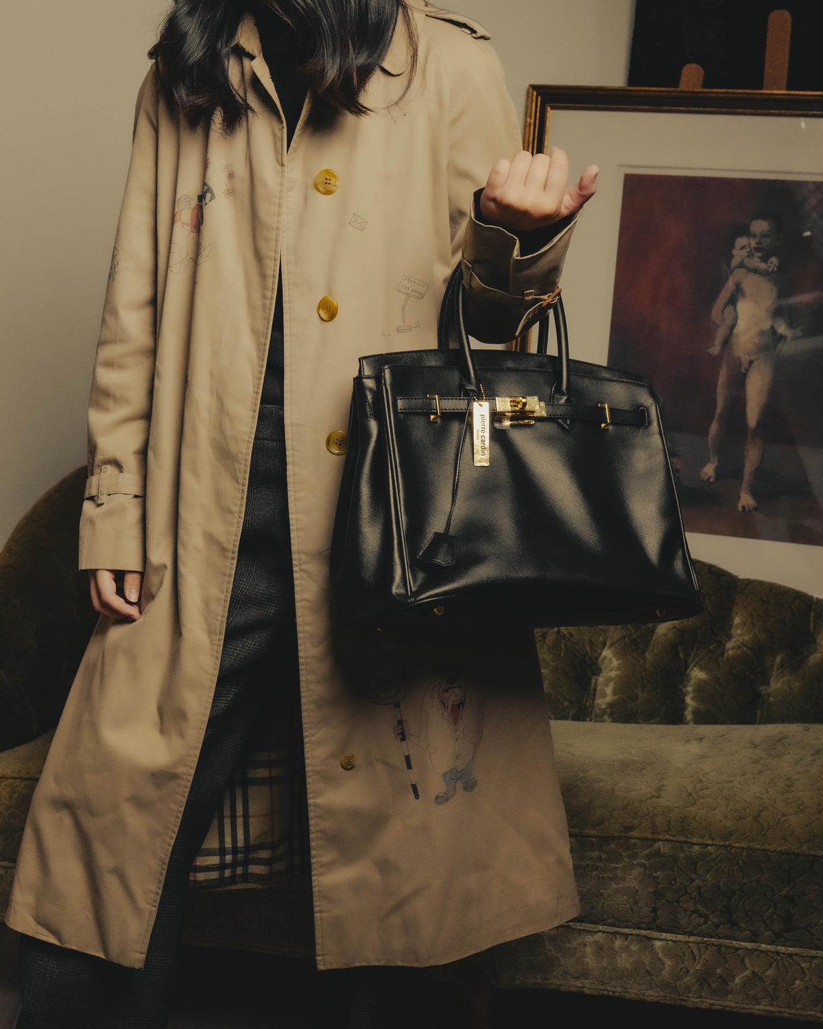 -SPECIAL- “Pierre Cardin” 90’s-00’s Belted flap leather top handle bag