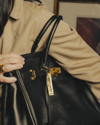 -SPECIAL- “Pierre Cardin” 90’s-00’s Belted flap leather top handle bag