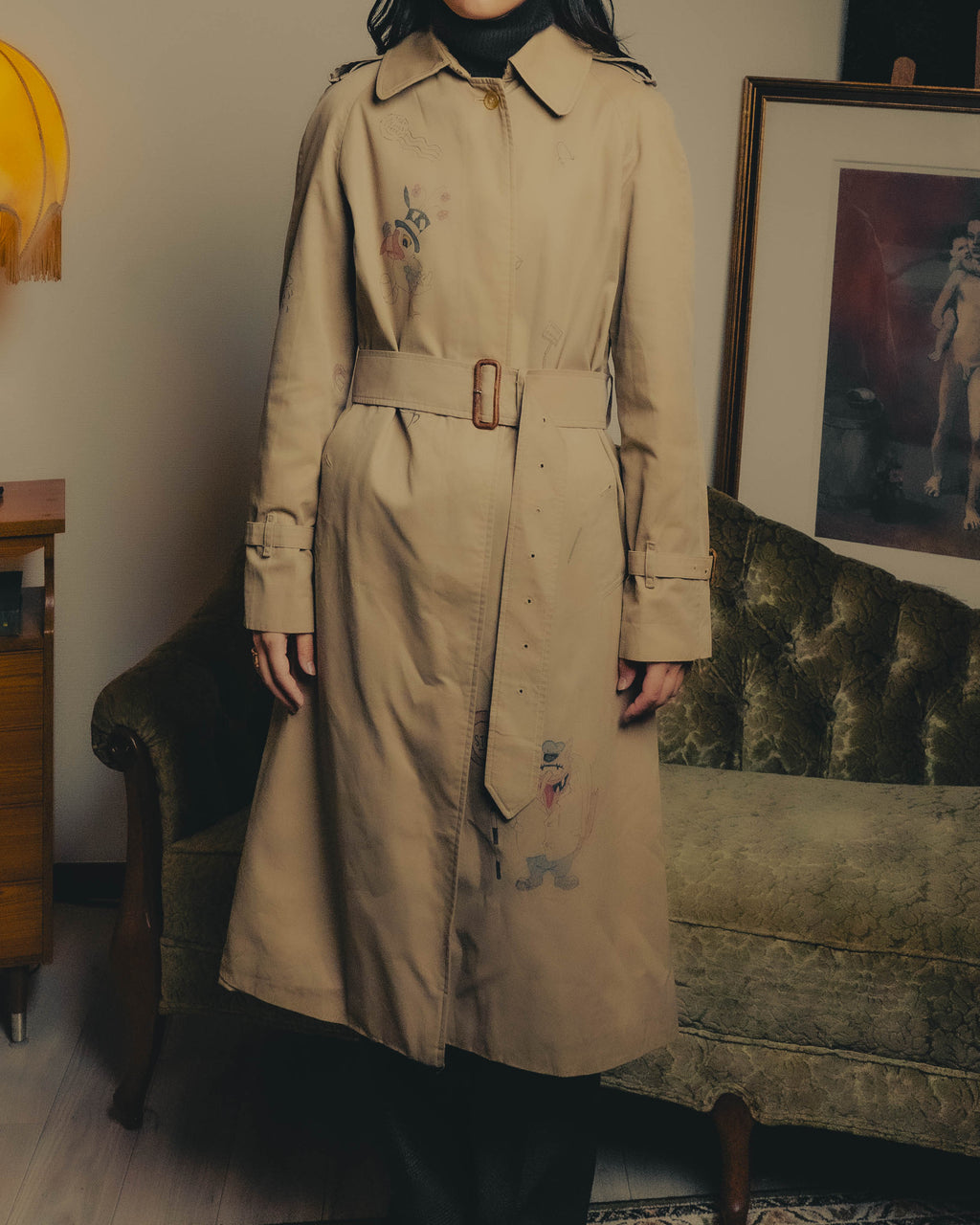 -SPECIAL- "Burberrys" 80's-90's Hand painted trench coat