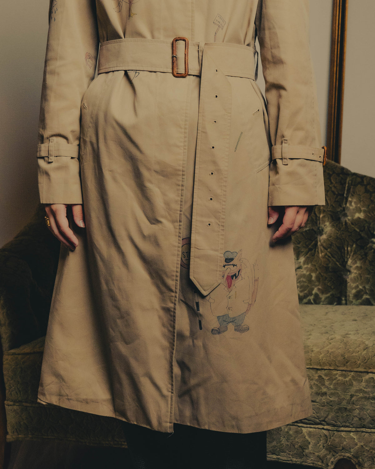 -SPECIAL- "Burberrys" 80's-90's Hand painted trench coat