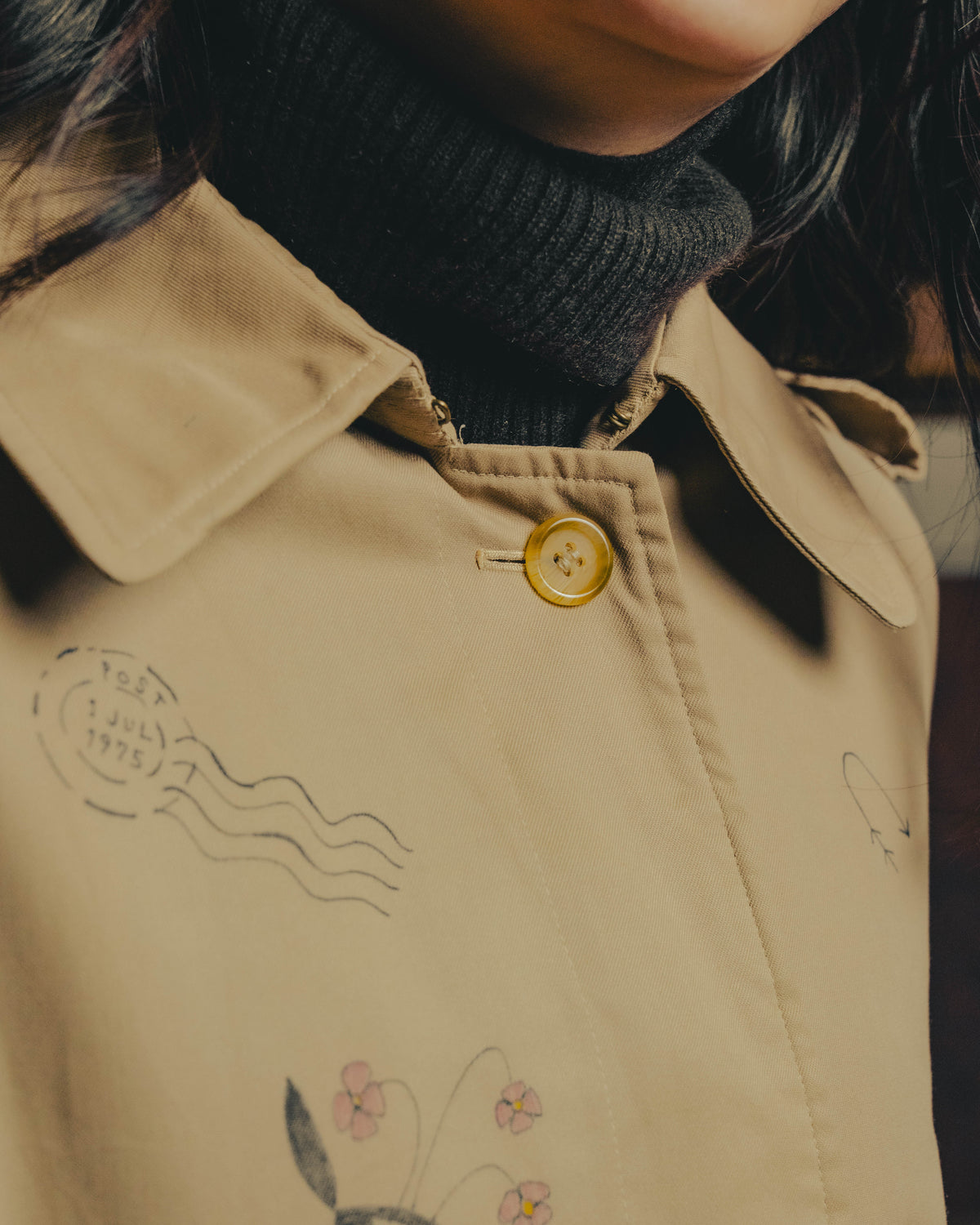 -SPECIAL- "Burberrys" 80's-90's Hand painted trench coat