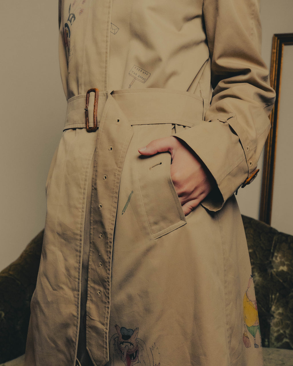 -SPECIAL- "Burberrys" 80's-90's Hand painted trench coat