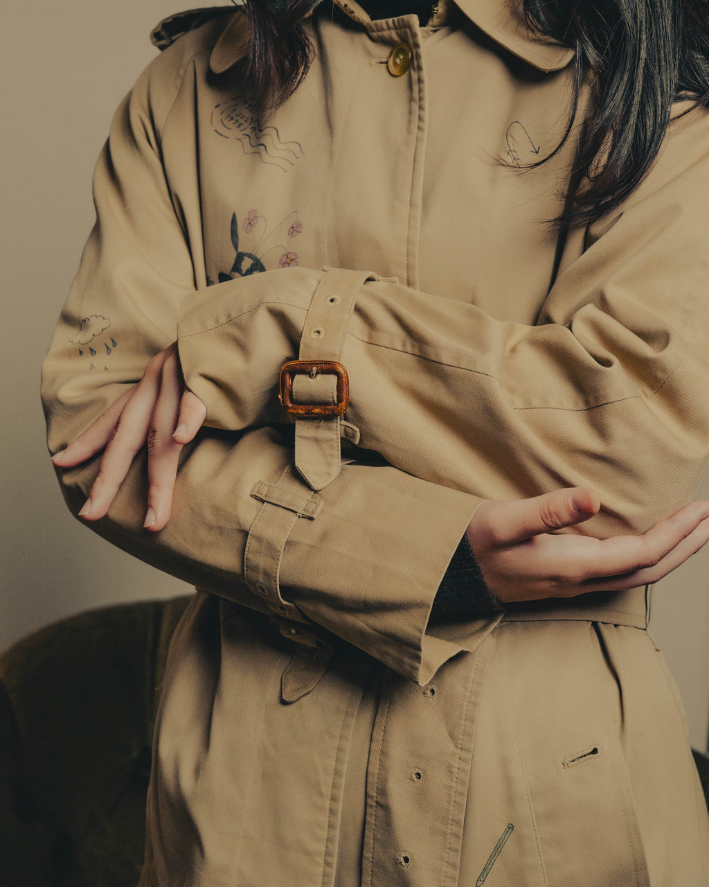 -SPECIAL- "Burberrys" 80's-90's Hand painted trench coat