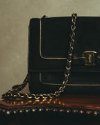 -SPECIAL- "Salvatore Ferragamo" 10's Elegant suede chain shoulder bag