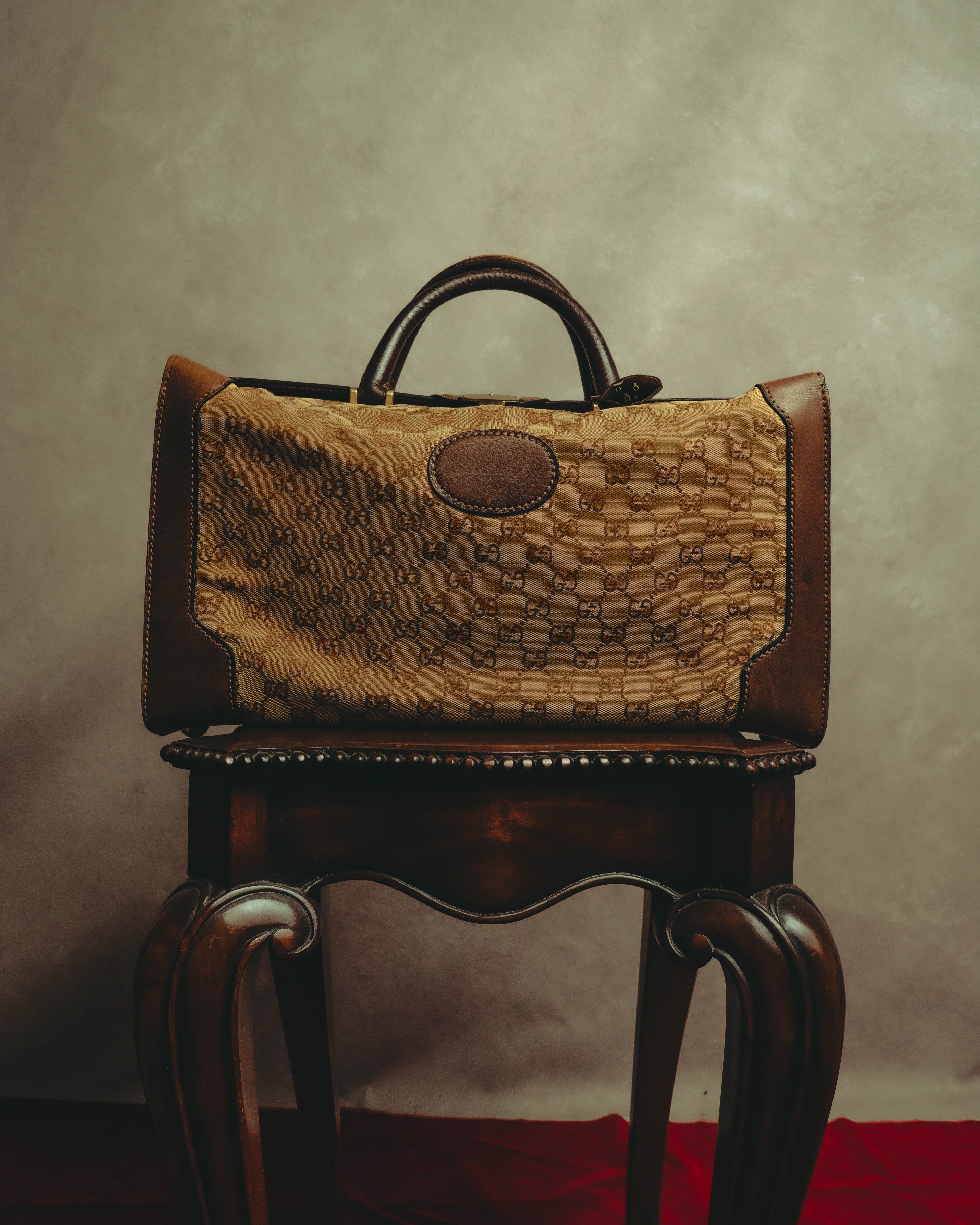 –SPECIAL– "GUCCI" 60's-70's Classic GG monogram Boston bag